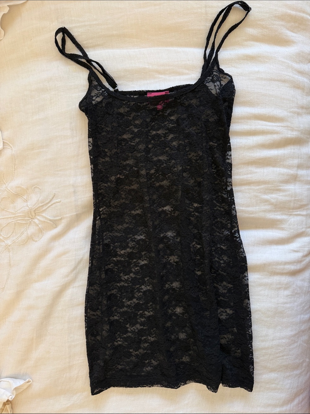 Edikted Black Lace Chemise with Double Spaghetti Straps